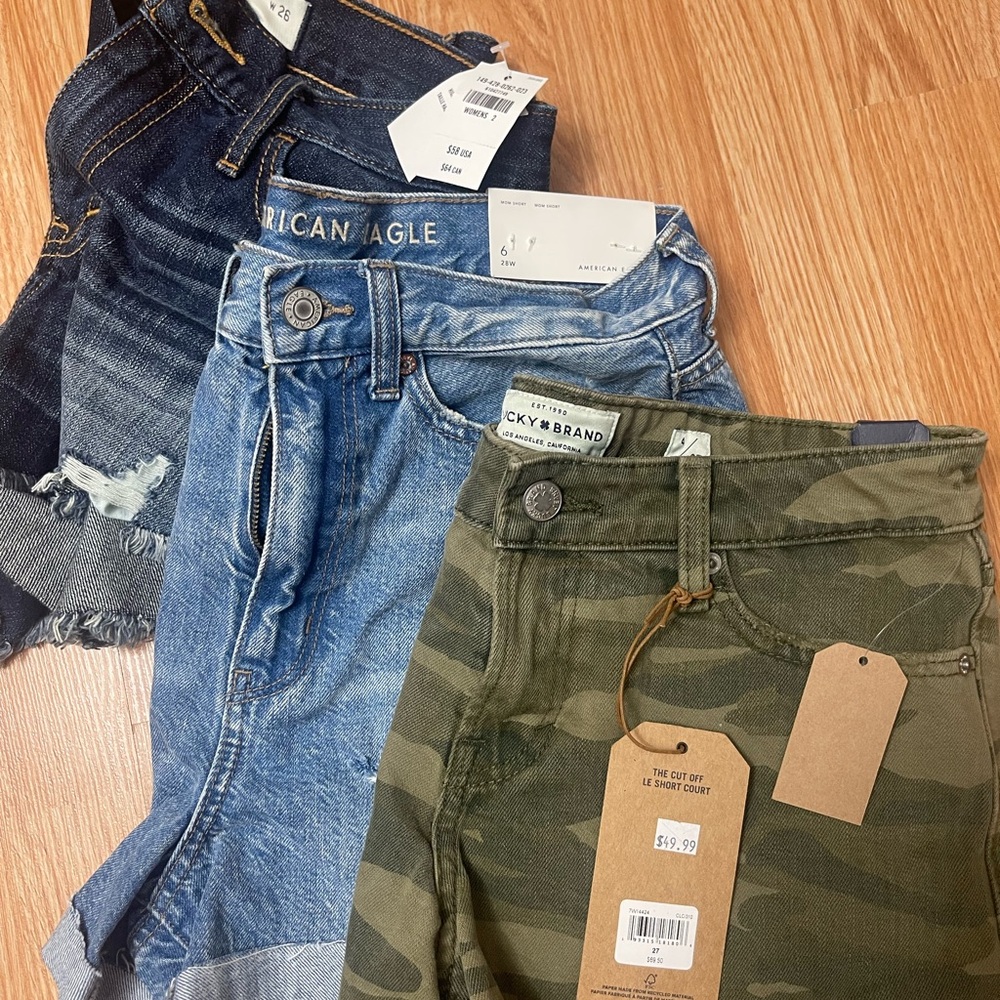 HUGE NWT Denim Shorts Bundle Lucky Brand Abercrombie American Eagle